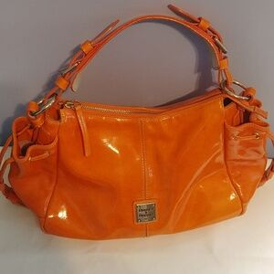 Retro patent leather orange Dooney and Burke bag
